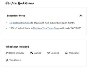 Example of bundling at New York Times